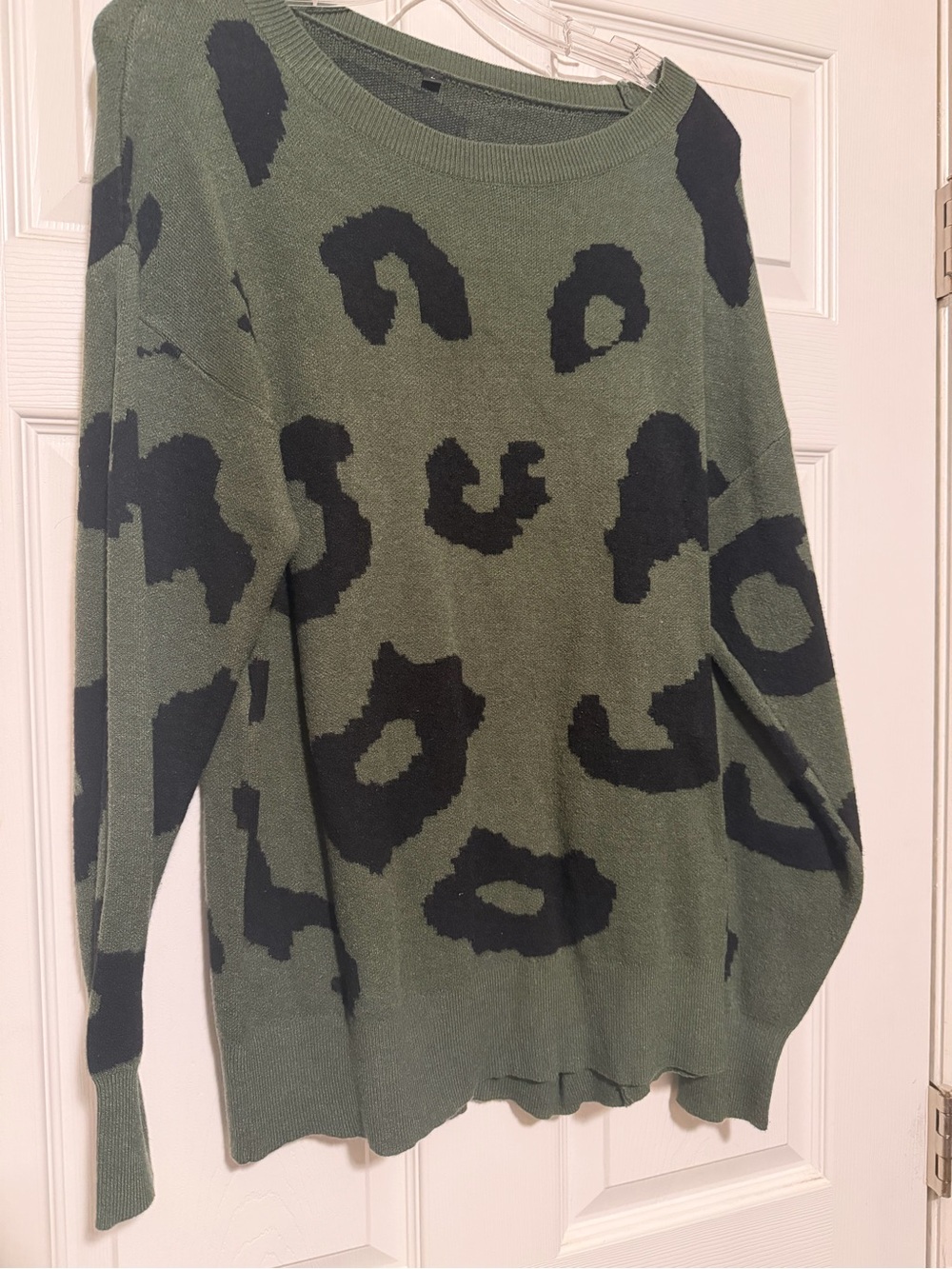 Women's Olive Green Leopard-Print Sweater